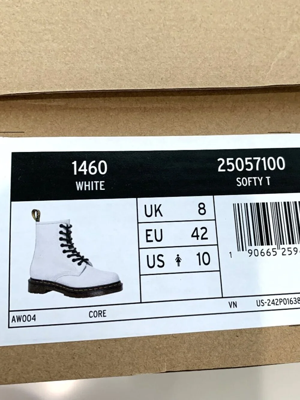 Dr. Martens 1460 Softy T Leather Lace Up Boots Combat Booties White Size 10 NEW